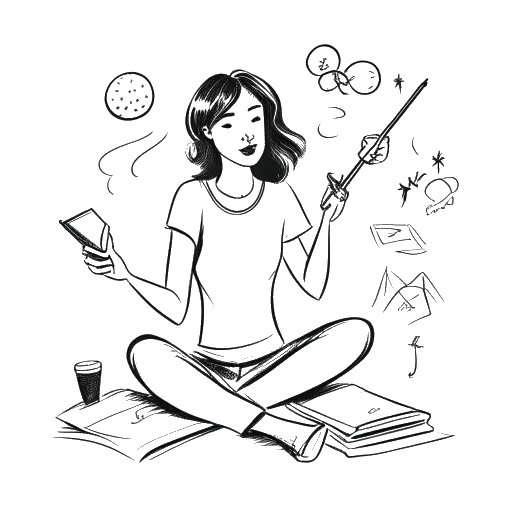 Desenho em arte de linha de uma mulher, representando Lola Brooke, mostrando a luta de equilibrar empregos temporários enquanto perseguia sua paixão pela música.