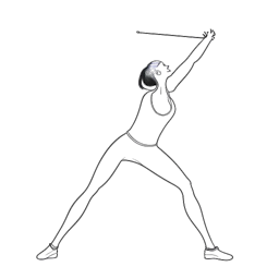 Desenho em arte linear de uma mulher representando Cathy Hummels, mostrando força e determinação enquanto pratica um treino de barra em um fundo branco.