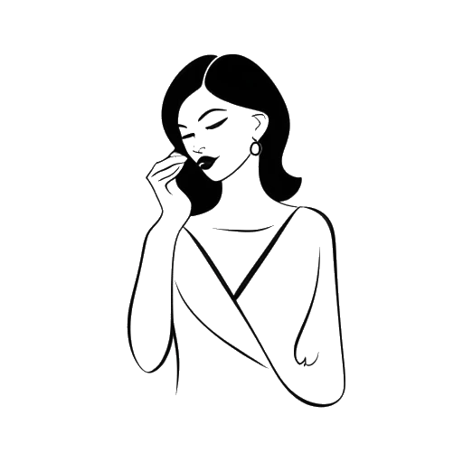 Dibujo de línea de una mujer sosteniendo una prenda de vestir con el logo C_STYLE, representando la línea de moda de Cathy Hummels.