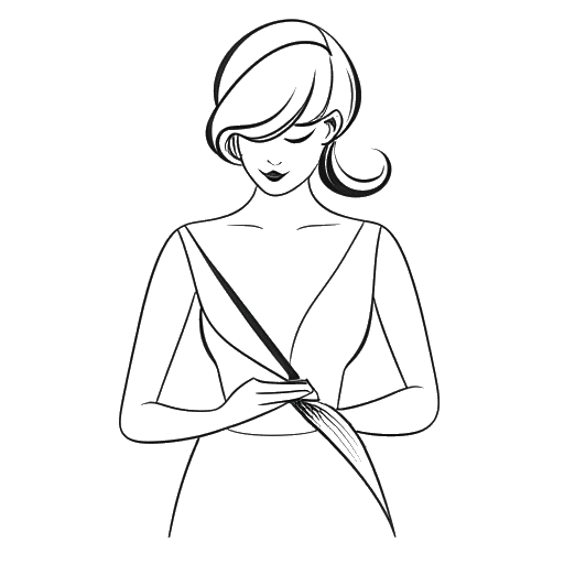 Dibujo de arte lineal de una mujer, representando a Leonie Hanne, sosteniendo una cinta, simbolizando la conciencia sobre el sida