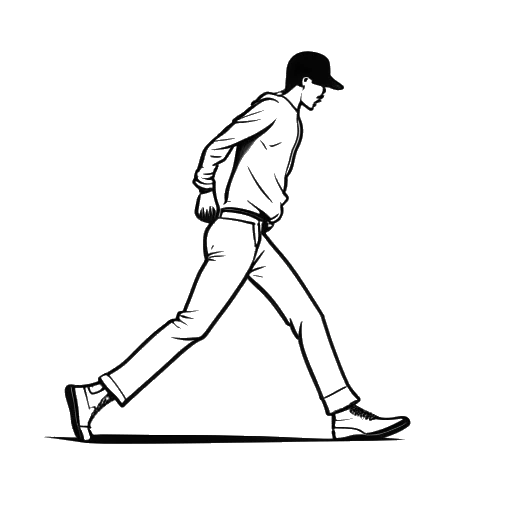 Line art drawing of a man, representing Michael Jackson, performing the moonwalk.
