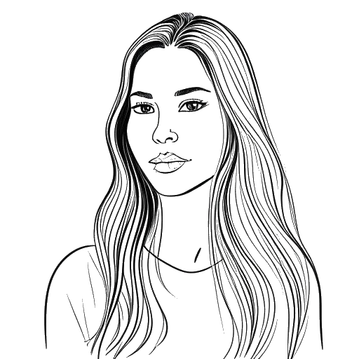 Desenho artístico de uma mulher representando Sydney Watson, com cabelos longos. A imagem retrata suas fontes de renda.