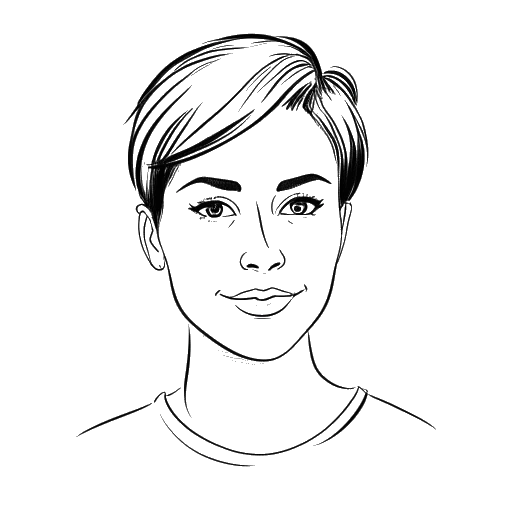 Line art drawing of a woman representing Sydney Watson, with short hair. The image embodies her YouTube presence.