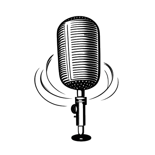 Line art of a microphone, representing Bhad Bhabie's musical success, surrounded by musical notes against a white backdrop