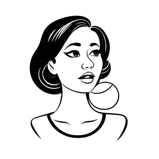 Line art drawing of Bhad Bhabie with a speech bubble and a gag order symbol, representing her feud with celebrities