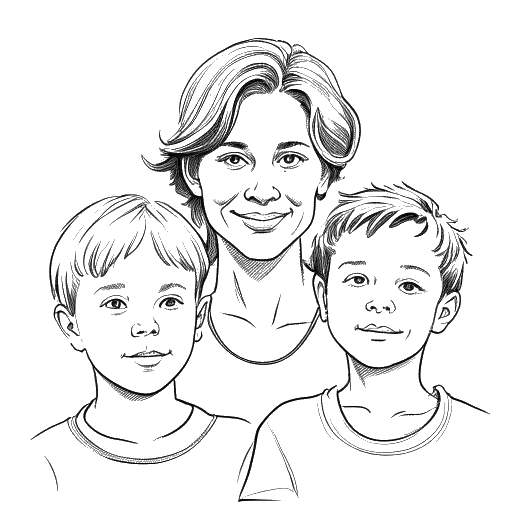 Desenho de arte em linha de Bhad Bhabie com seus dois meios-irmãos mais novos