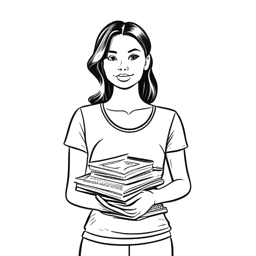 Line art drawing of Bhad Bhabie holding a stack of money, representing her earnings on OnlyFans