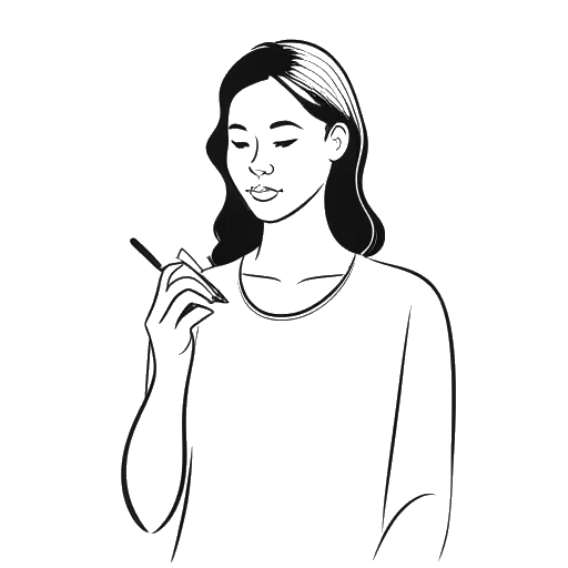 Line art drawing of Bhad Bhabie holding a positive pregnancy test