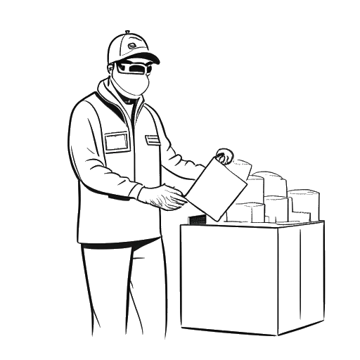 Dibujo de arte lineal de Mark Cuban apoyando a pequeñas empresas y donando equipos de protección personal a hospitales durante la pandemia de COVID-19.