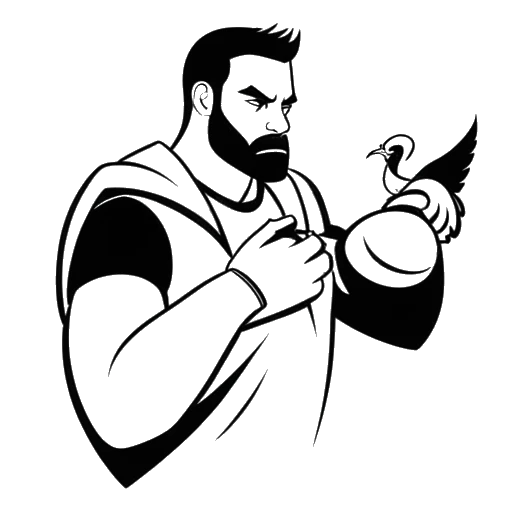 Dibujo de arte lineal de Mark Cuban invirtiendo en la Professional Fighters League y teniendo más de 9 millones de seguidores en Twitter.