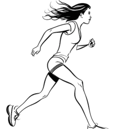Line art drawing of a woman, representing Chrisean Rock, running on a track field symbolizing her struggle and perseverance, against a white backdrop.