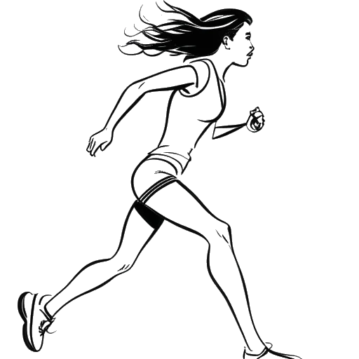 Strichzeichnung einer Frau, die Chrisean Rock repräsentiert, wie sie auf einer Laufbahn läuft, was ihre Kämpfe und Erfolge symbolisiert.