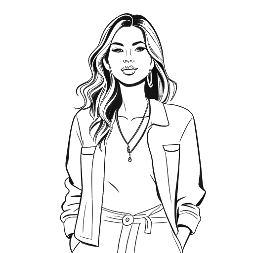 Disegno in stile line art di una donna con abbigliamento di marca, rappresentante il lavoro di Chrisean Rock come ambasciatrice del marchio