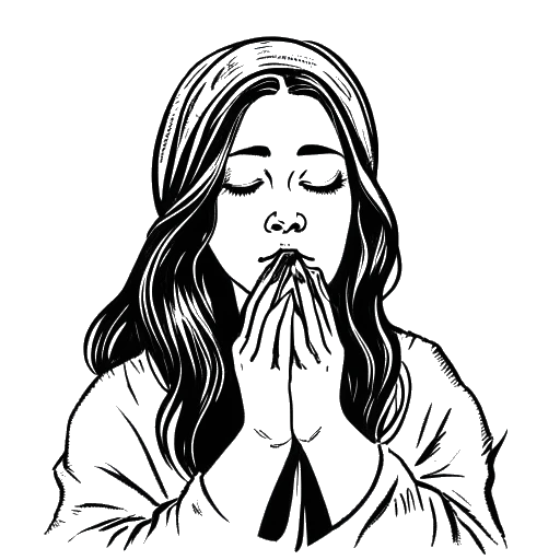 Line art drawing of a woman praying, with the words 'Jesus is King' written above, representing Chrisean Rock's commitment to her faith
