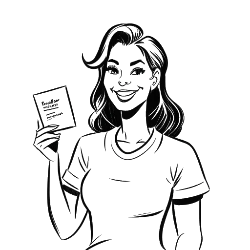 Line art drawing of a woman holding a check, representing Chrisean Rock's win on 'Ultimate Tag'