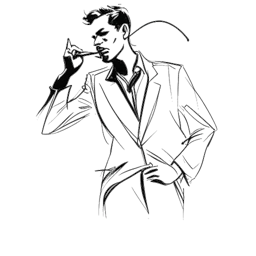 Dibujo de arte lineal de un hombre representando a Timothée Chalamet, mostrando emociones poderosas en pantalla y versatilidad, admirado por críticos y publicaciones de moda, ilustrando su éxito en los sectores del entretenimiento y la moda.