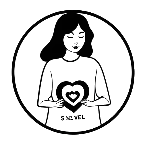 Line art drawing of a woman representing Alessia Cara, holding a record with a heart logo and text 'Save The Children' on it, and '21' floating above.