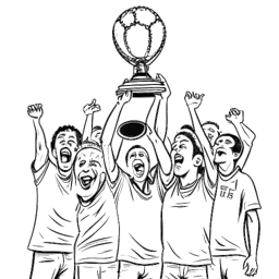 Line art drawing of a goalkeeper celebrating victory, representing Ante Čović.
