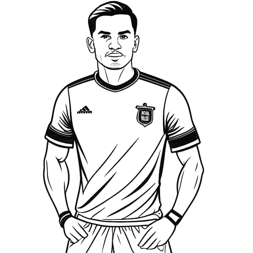 Dibujo en arte lineal de un hombre con indumentaria de fútbol, representando a Ante Čović, con los logos de PAOK Salonika, AO Kavala y Dinamo Zagreb en el fondo