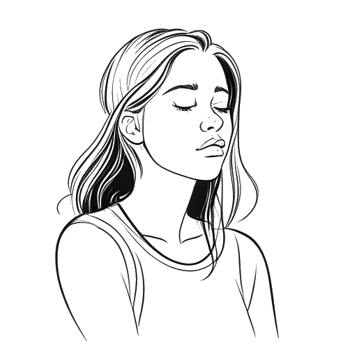 Strichzeichnung eines Teenagers, der AnniTheDuck mit einem nachdenklichen Ausdruck darstellt und ihre Reise mit chronischer Depression symbolisiert