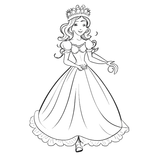 Strichzeichnung einer Frau, die AnniTheDuck als Märchenprinzessin auf Kinderpartys verkleidet zeigt