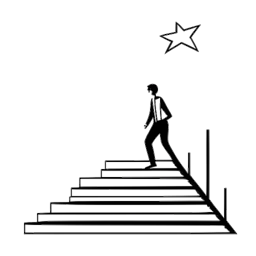 Kunstzinnige tekening van een man, Tee Grizzley voorstellend, die zich omhoog beweegt op een trap gemarkeerd met 'Billboard', reikend naar een ster, wat zijn groeiend succes symboliseert.