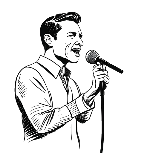 Dibujo de línea de Tee Grizzley actuando en el escenario, con su álbum debut 'Activated' alcanzando el puesto #10 en el Billboard 200