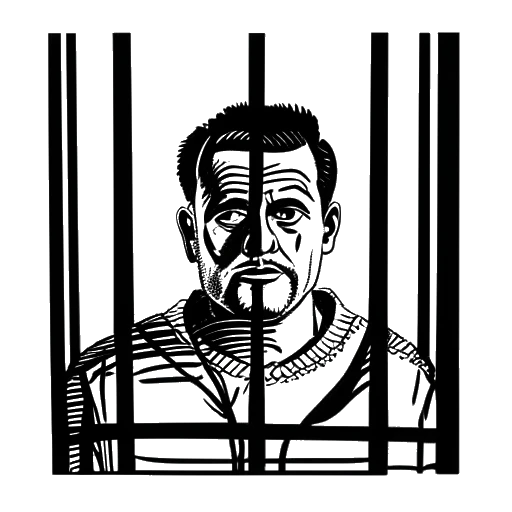 Desenho em arte linear de Tee Grizzley na prisão após ser condenado por roubos e tentativa de assalto