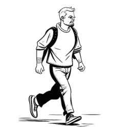 Desenho em arte de linha de um homem, representando Apollo Legend (Benjamin Smith), deixando um legado duradouro na comunidade Speedrun. Ele é lembrado por sua dedicação à jogabilidade justa e integridade. O desenho é feito em preto e branco, em um fundo branco.