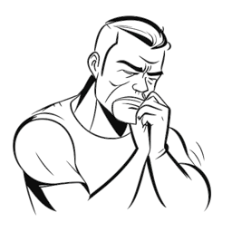 Dibujo en arte lineal de un hombre, representando a Apollo Legend (Benjamin Smith), con el corazón pesado, enfrentando luchas de salud mental. Lucha contra la hipocresía y el acoso dentro de la comunidad Speedrun. El dibujo está hecho en blanco y negro, contra un fondo blanco.