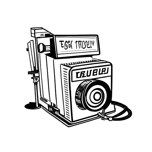 Line art drawing of a video camera with a clapperboard displaying the title 'When Tourhey Comes to Town'.