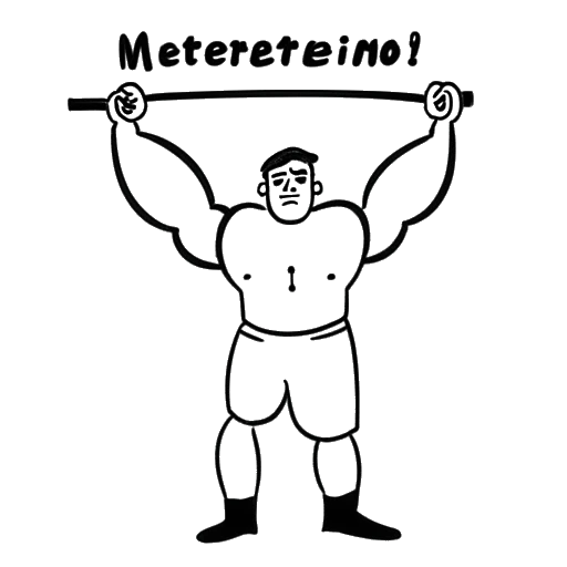 Strichzeichnung eines Mannes, der Sascha Huber darstellt, der Fitness umarmt, um mentale und körperliche Stärke aufzubauen.