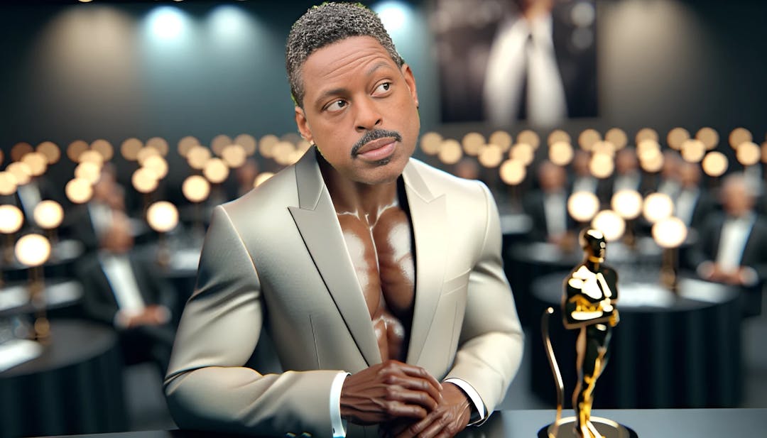 Sterling K. Brown, a mid-40s, bald African American male, dressed in stylish attire, standing at a prestigious awards ceremony with a serious expression on his face.