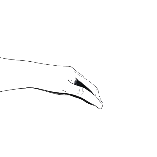 Dibujo de arte lineal del brazo de un hombre, representando a Zedd, con un pequeño punto esbozado en él.