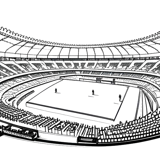 Strichzeichnung eines Fußballstadions, das die Fußball-Weltmeisterschaft 2014 repräsentiert, mit dem Lied 'Auf uns' von Andreas Bourani im Hintergrund