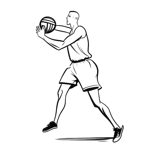 Strichzeichnung eines Mannes, der Handball und Basketball spielt und Andreas Bourani darstellt