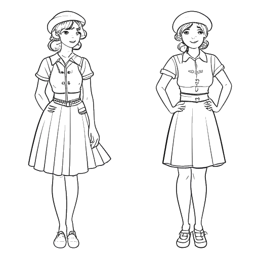 Line art drawing of a young woman, representing Lily Chee, in costumes from 'Chicken Girls' and 'Sunset Park'