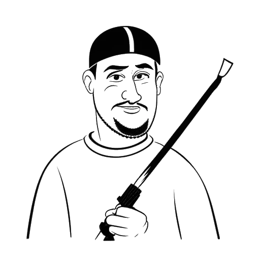 Dibujo en línea de un hombre, representando a FaZe Banks, sosteniendo un cartel con el nombre 'FaZe Banks', con un 'SoaR' tachado en el fondo.