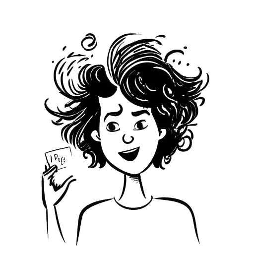 Line art drawing of a person, representing Chris Chan, with messy hair and holding an attraction sign.