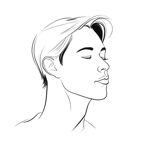 Line art drawing of a young man, representing William Gao, dreaming of a collaboration with Mitski