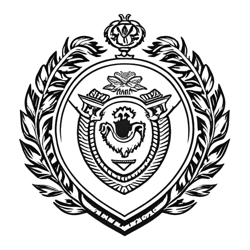 Dibujo de línea de un escudo de armas familiar que representa a la familia Anoa'i, con cinturones de lucha libre y el nombre de la familia Anoa'i, sobre un fondo blanco