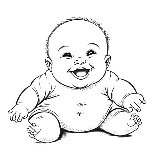 Dibujo de arte lineal de un bebé, representando a Jack Doherty siendo intrépido y enérgico