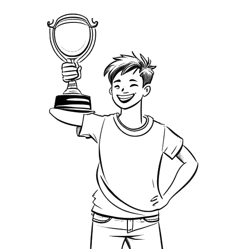 Line art drawing of a teenager, representing Jack Doherty, celebrating 3.3 million subscribers and 570 million views