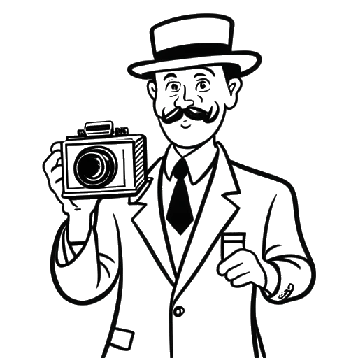 Strichzeichnung eines Mannes, der eine Kamera hält und Kolja Barghoorn darstellt, mit einem Monopoly-Spielbrett im Hintergrund.