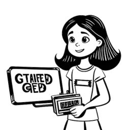 Disegno in linea di una giovane ragazza che rappresenta Mckenna Grace, che tiene una clapperboard con scritto 'Gifted' e sullo sfondo delle bobine cinematografiche.