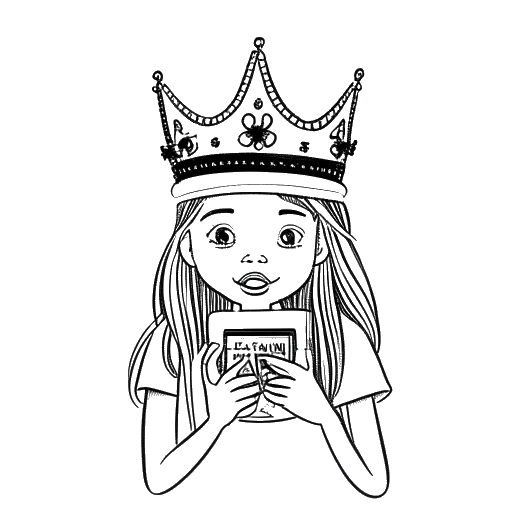 Desenho de linha de Mckenna Grace como a rainha dos sustos