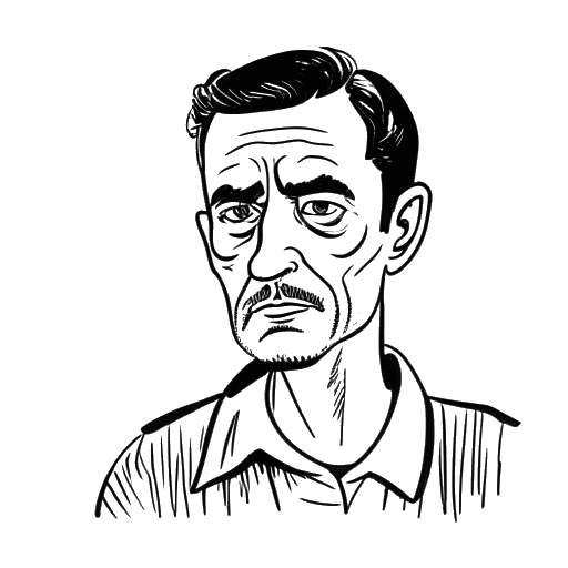 Line art drawing of a man, representing Dhar Mann, with a determined expression. He is depicted in a small one-bedroom apartment, symbolizing his humble beginnings and the challenges he overcame. The image is in black and white against a white backdrop.