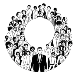 Disegno a linee di un uomo, rappresentante Dhar Mann. È mostrato circondato da imprenditori diversi e un grande simbolo del dollaro, simboleggiando il suo Progetto 25 e il suo impegno ad aiutare le aziende a avere successo. L'immagine è in bianco e nero su sfondo bianco.