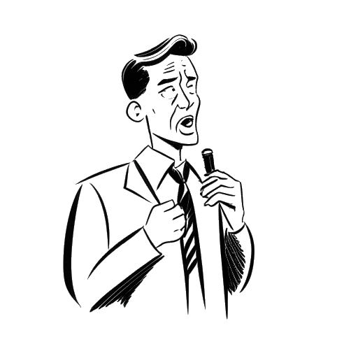 Line art drawing of Dhar Mann speaking confidently, overcoming his speech impediment and dyslexia.