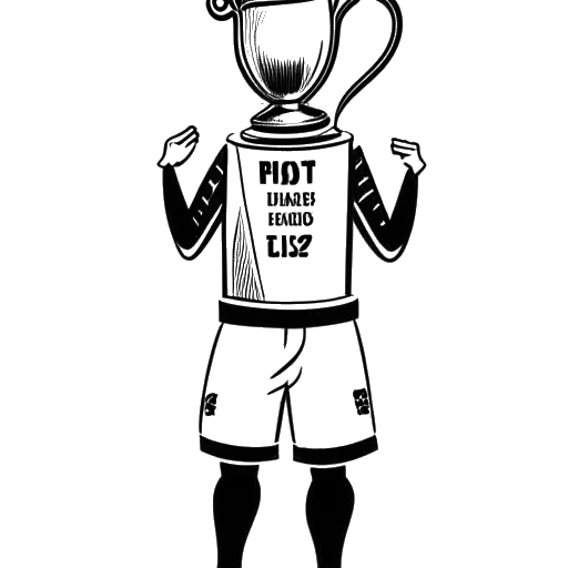 Line art drawing of a goalkeeper, representing Manuel Neuer, holding a trophy, with the text 'IFFHS World's Best Goalkeeper' and the number '6' on a white background